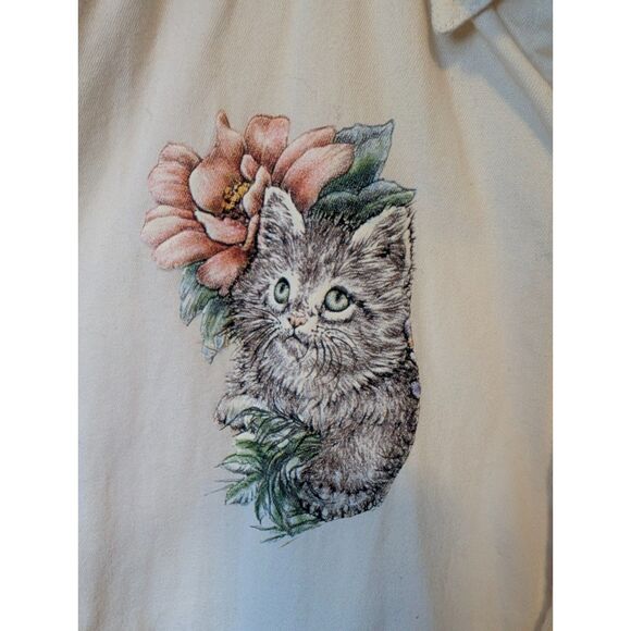 VTG Luna Pier Long Sleeve Button Up Pastel Yellow Shirt Sz L Kittencore Kawaii - Picture 4 of 8